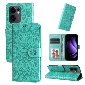 Funda Tipo Cartera Foxdock Para Oppo Reno 13F , Diseño Girasol En Relieve, Cuero Pu, Cierre Magnético, Soporte Y Tarjetero
