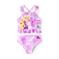 Traje De Baño Disney Rapunzel De 2 Piezas Para Niñas De 3 A 4 Años, Color Morado