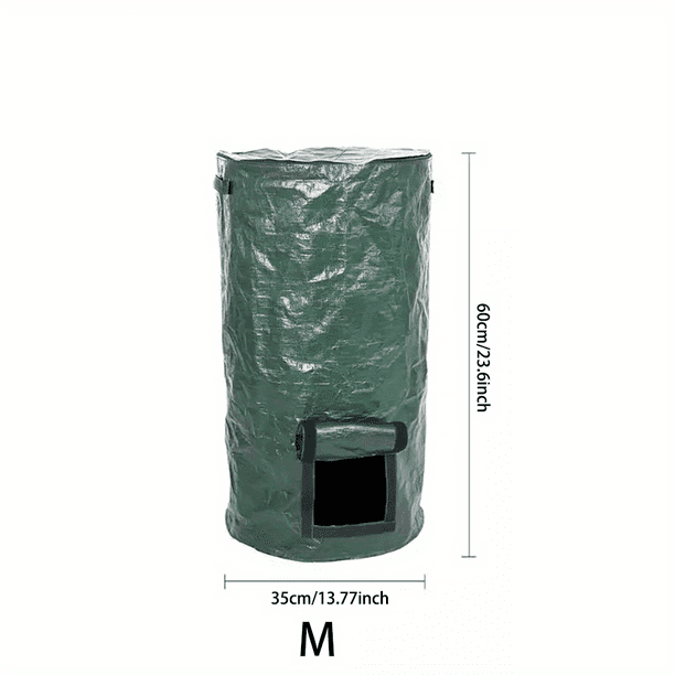 1 Bag Outdoor Compost Box, Reusable Garbage Bag, Self-Made Nutrient Soil Compost Bag, Kitchen Waste Collection Bag, Two-Way Zipper With Fertilizer Port, 34 Gallons