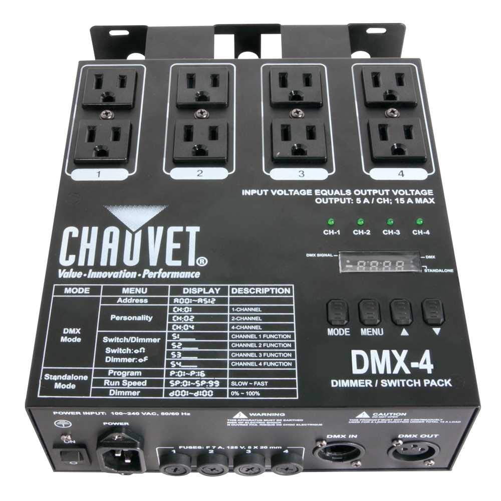 Controlador De Iluminación Led Chauvet Dj Dmx-4 De 4 Canales Plateado