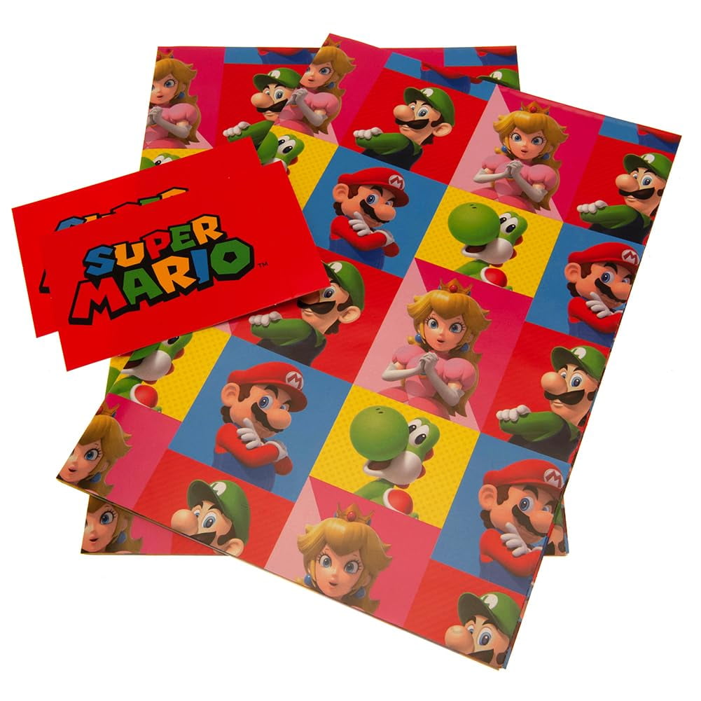 Super Mario - Envoltorio De Regalo De Personajes De (paquete De 4) Con Luigi Y Mario
