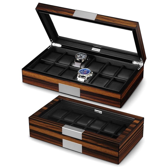 Caja de relojes Lifemenz Co 12 compartimentos 36,5x21x8,5 cm cuero PU