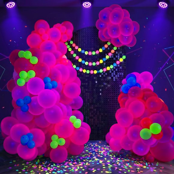 Globos UV Neón HiFOL 100 uds 30 cm Rosa Fluorescente para Fiesta