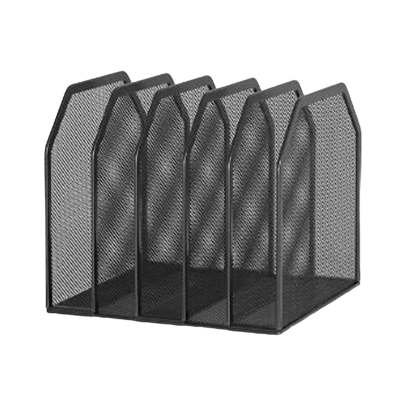 Ioensy - Organizador De Archivos De Escritorio Rack De Almacenamiento De Soporte De Metal Para Suministros De Oficina Escolar En Casa Negro