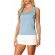 thumbnail image 4 of INSPIRE CHIC Top de Camisola de Satén sin Mangas con Escote en V para Mujer Regreso a Clases, Tanque Sedoso con Tirantes Anchos, Blusa Elegante para Dormir y Descansar L Azul, 4 of 6