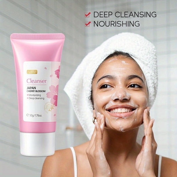 1pc Green Tea & Sakura Brightening Face Wash Foam Cleanser - Oil Control & Moisturizing for Soft, Soothed Skin