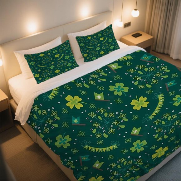 St. Patrick'S Charm Pattern Duvet Cover Set Choosing This Cartoon Number Printed bedding Is Definitely a Good Choice! Made from Hypoallergenic Breathable