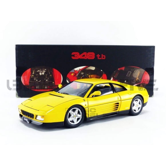 Auto fundido a presión Hot Wheels Ferrari 348 TB 1989, amarillo, escala 1/18