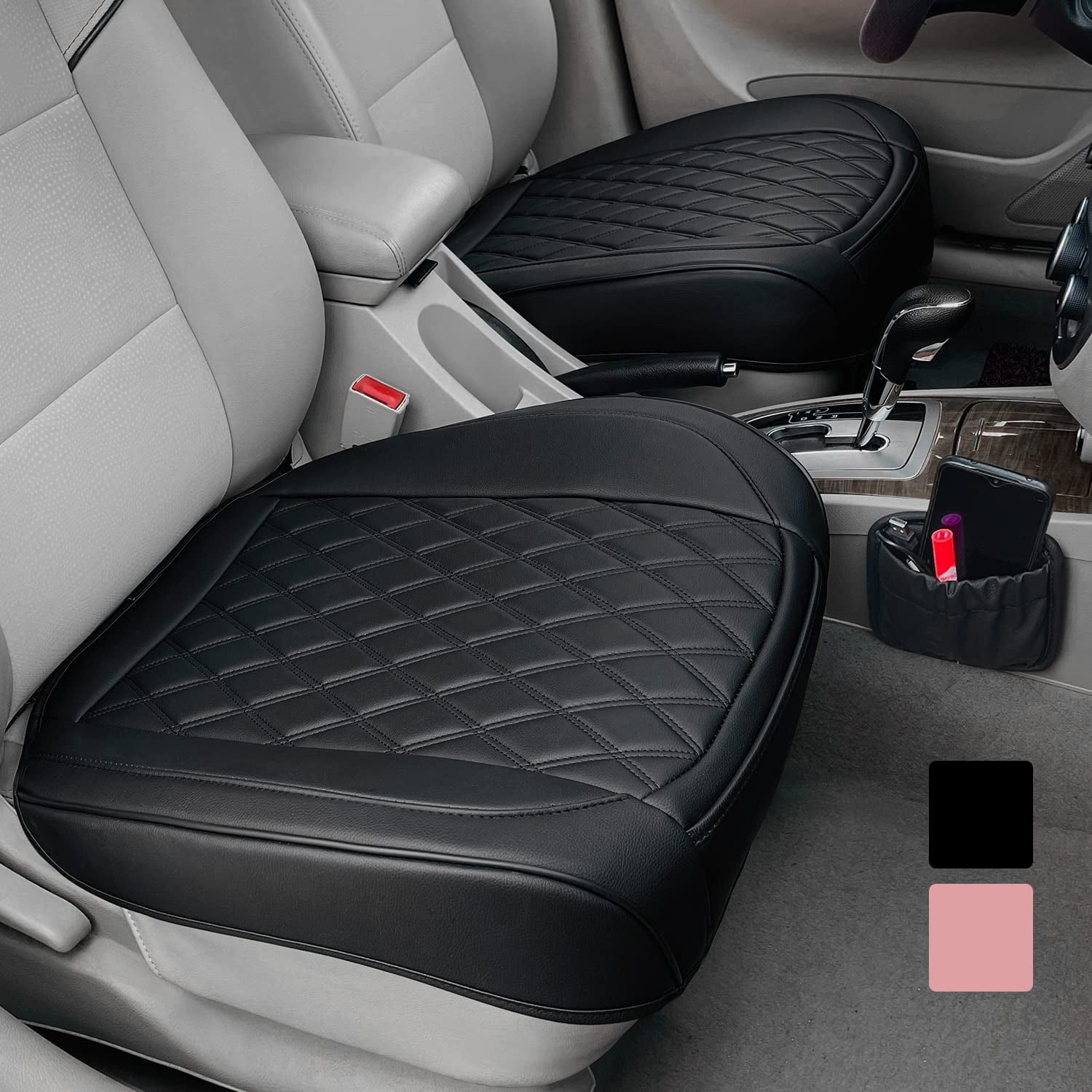 Funda De Asiento De Coche Beitk En La Parte Delantera De Piel, 2 Unidades, Impermeable, Negra