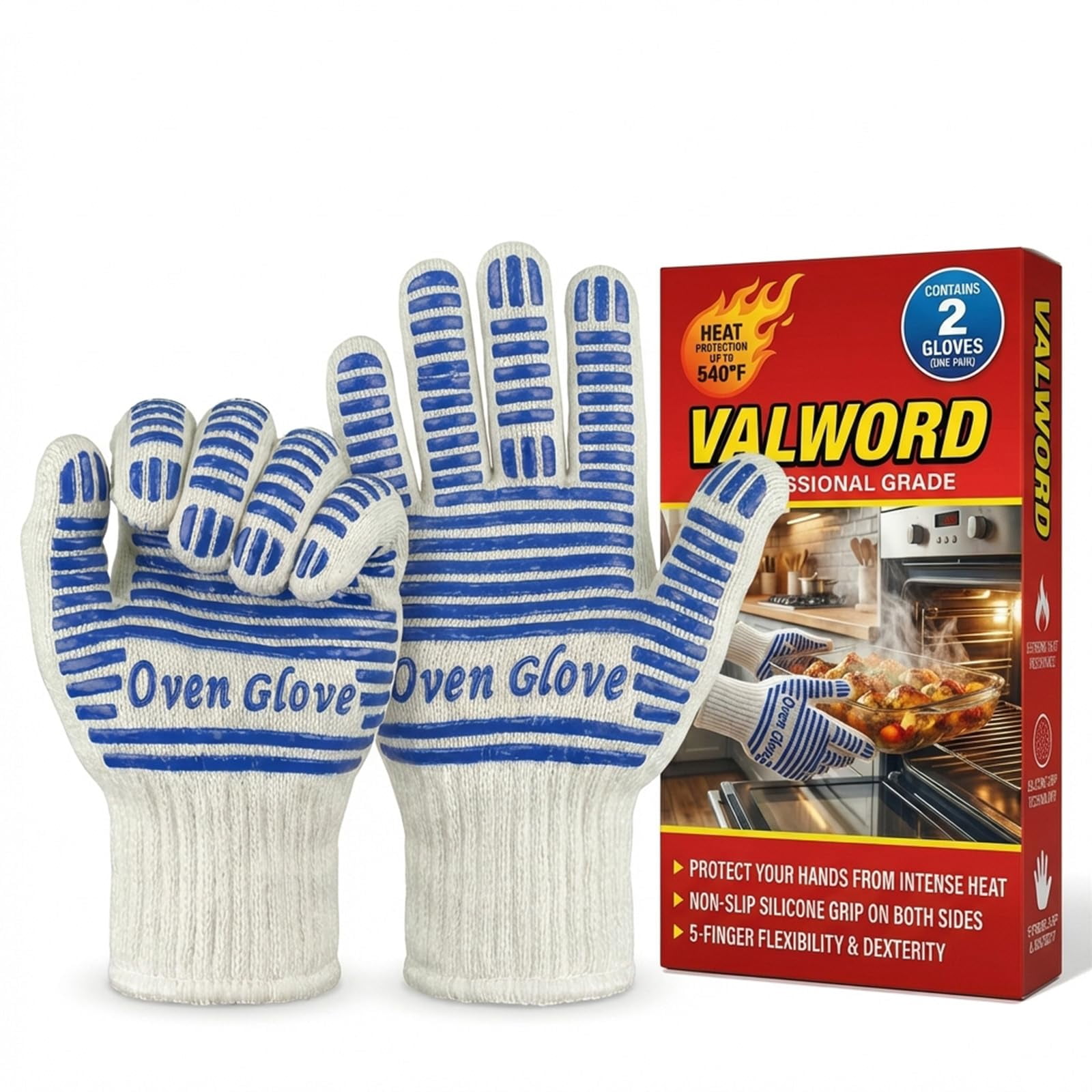 Guantes Para Horno Valword De 2 Piezas Resistentes Al Calor Hasta 540°f