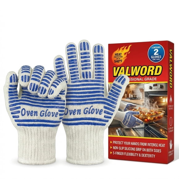 Guantes para horno VALWORD de 2 piezas resistentes al calor hasta 540°F