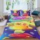 thumbnail image 2 of Alienígenas del Planeta Pizza Conjunto de sábanas temático, trío de piezas, cómodo y amigable con la piel, diseño único, regalo de decoración para el hogar para familiares, amigos y fans,135cm *200cm, 2 of 6