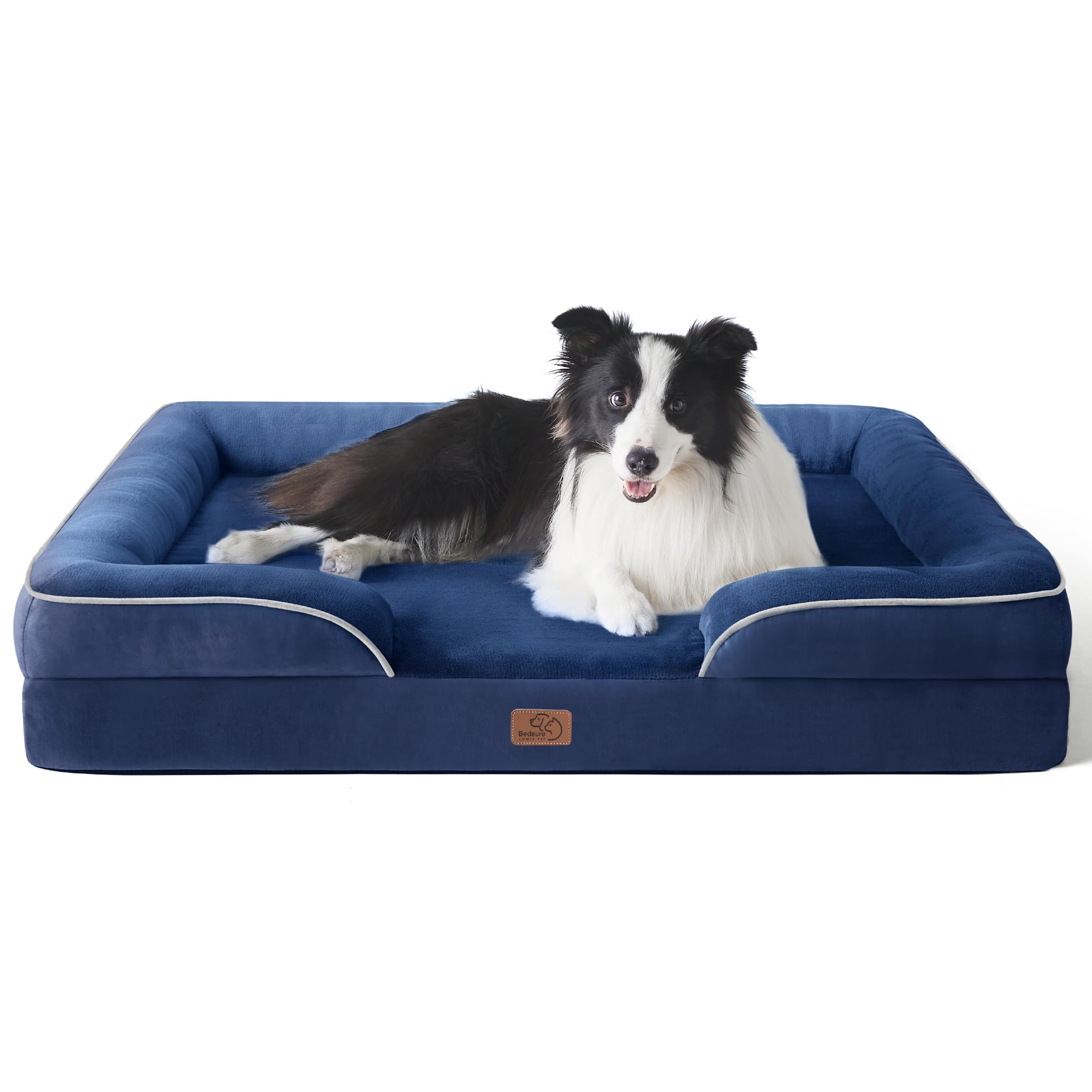 Bedsure - Cama Ortopédica Para Perros Grandes, Impermeable, Azul Marino