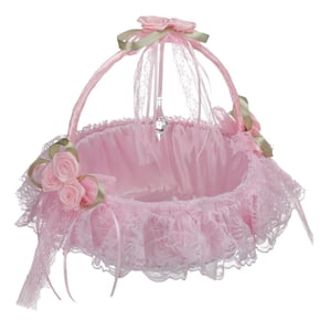 Bothyi - Cesta De Flores De Boda Con Asas De Lazo Para Banquetes, Eventos Festivos, Color Rosa