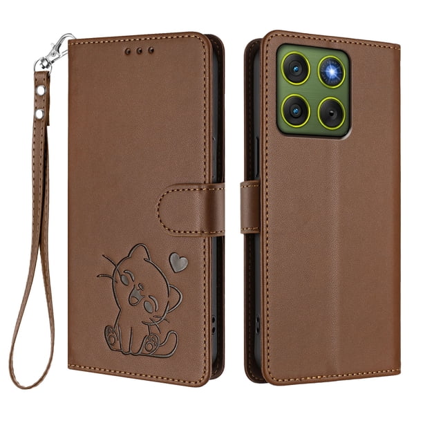 Carcasa Billetera de Cuero Sintético para Motorola Edge 70 5G, Marrón