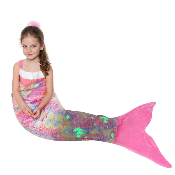 Manta Catalonia con forma de cola de sirena para niñas con forma de unicornio brillante