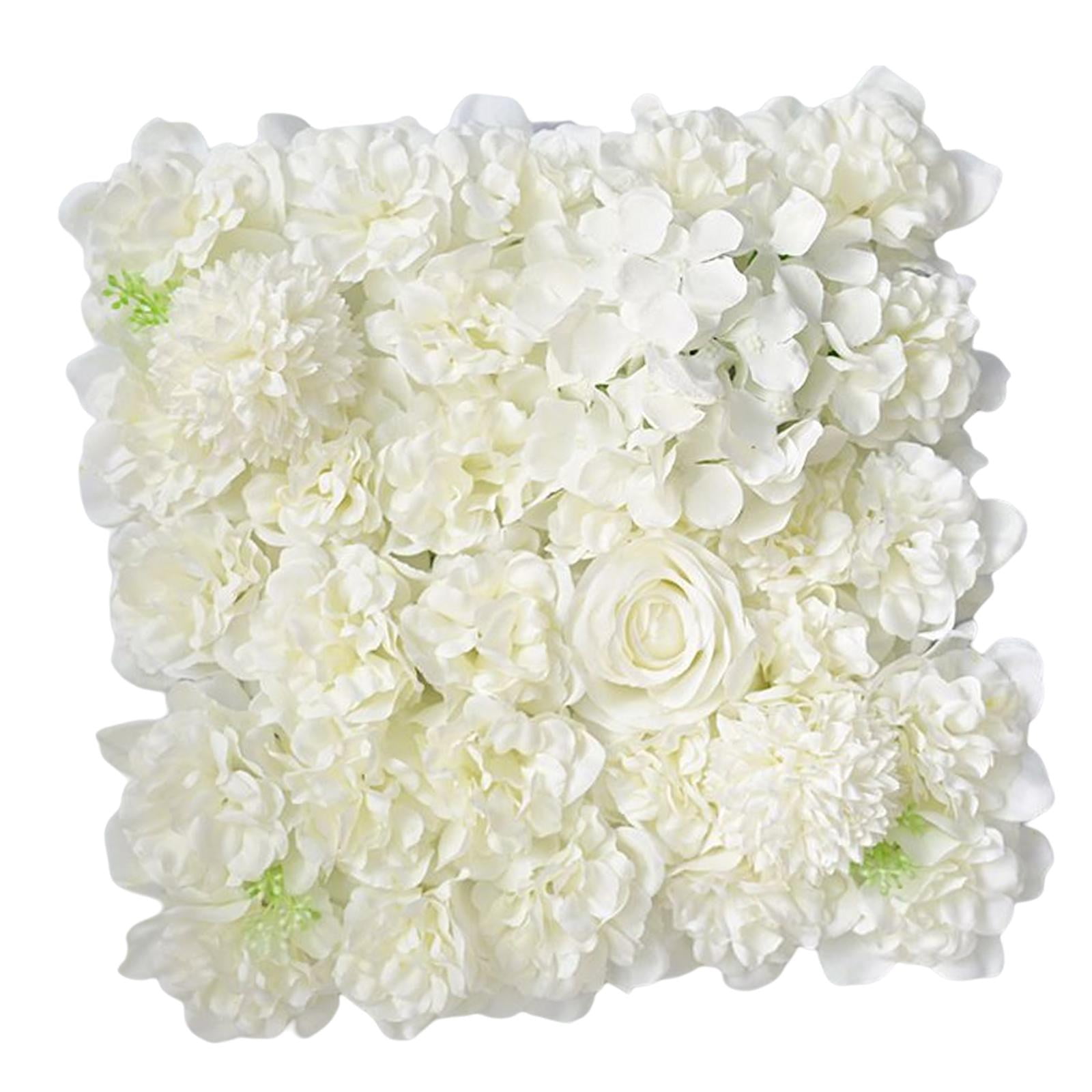 Magideal - Panel De Pared De Flores Artificiales, Pantalla De Flores, Fondo Decorativo De Flores De Seda Para Decoración De Fiesta De Bienvenida De Bebé, Escenar , Blanco 03