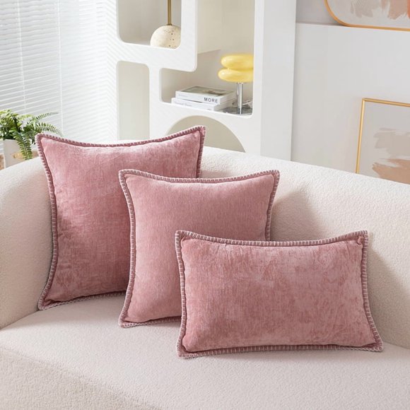 Xiao Hua Fundas de almohada, 2 unidades, color rosa, para sofá - Protectores de almohada de 30*50 cm con cremallera, tamaño estándar, poliéster, para decoración del hogar.