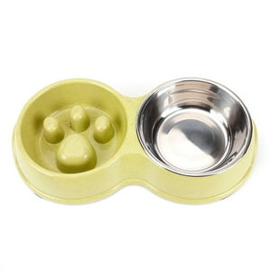 Plato Comida Agua Mascotas Anti-Ansiedad Perro Gato Verde