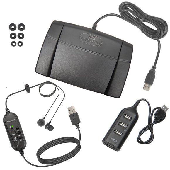 Auriculares USB ECS WordSmith con Reducción de Ruido y Pedal de Pie