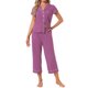 thumbnail image 1 of INSPIRE CHIC Conjunto de Pijama de Manga Corta para Mujer con Botones para Lactancia con Pantalones Capri y Bolsillos XL Gris Púrpura, 1 of 6