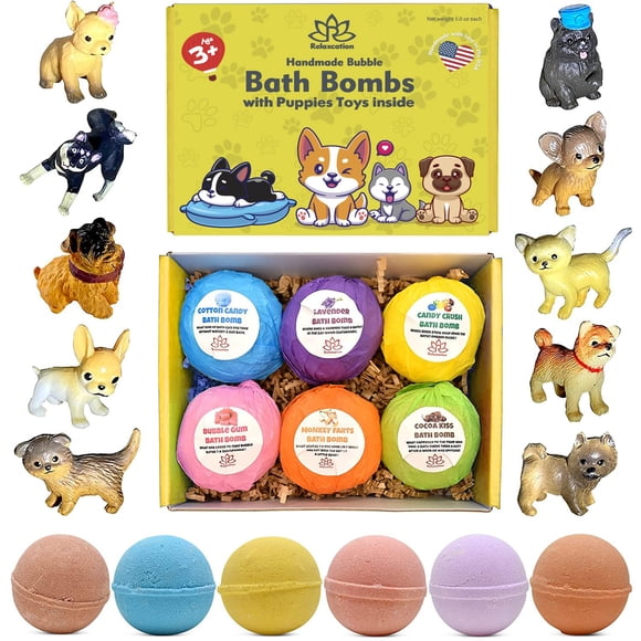 Bombas de baño relajantes con 16 juguetes para cachorros para niños