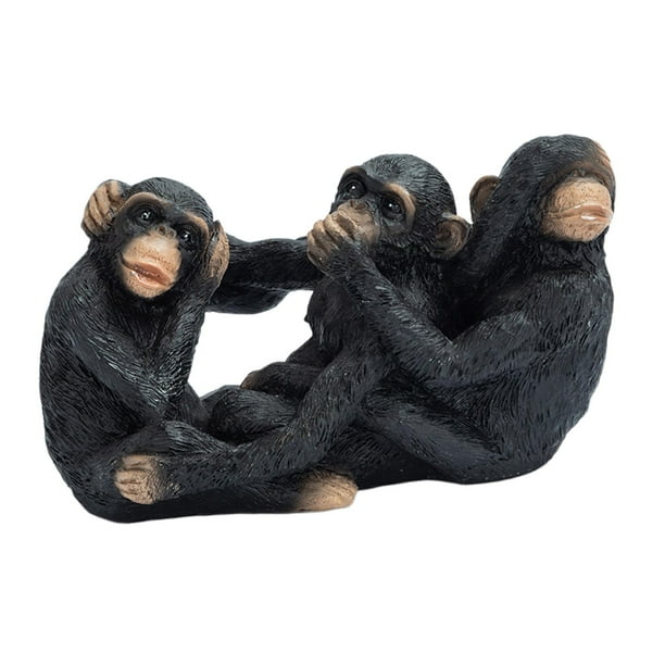 Estatua de mono Figuras de animales Escultura abstracta de resina Adorno de mono pequeño hecho a mano para estante de escritorio Decoración de gabinet