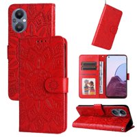 Funda Tipo Cartera Foxdock Para Oppo Reno 7Z , Diseño Girasol En Relieve, Cuero Pu, Cierre Magnético, Soporte Y Tarjetero