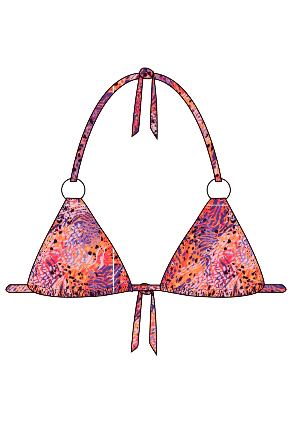 Samia - Bikini Triangulo Argolla Estampado Naranja S