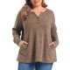 thumbnail image 1 of GRACE & GRANDEUR Blusas Casuales Sueltas de Manga Larga con Cuello en V, Bolsillo y Botones Decorativos para Mujer Talla Grande 3X Marrón, 1 of 7