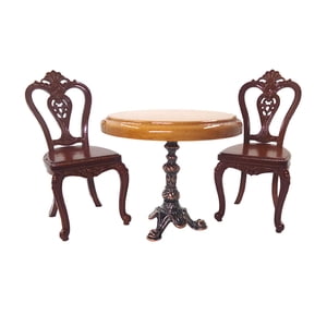 Bothyi - Mesa Redonda Y Sillas Para Casa De Muñecas, Escala 1:12, 3 Piezas, Decoración Del Hogar