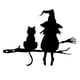 thumbnail image 5 of Arte De Pared Silueta De Metal Estatua De Bruja Y Gato Para Cerca Hogar Interior Al Aire Libre, 5 of 5
