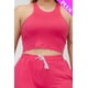thumbnail image 4 of Conjunto De Top Corto Elástico De Tirantes Lisos Y Pantalón Fruncido Largo Color Fucsia (talla Grande Para Mujer), 4 of 4