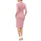 thumbnail image 3 of Vestidos de trabajo para mujeres con mangas 3/4, escote en V, elegante, con cinturón, formal, midi, XS, rosa, 3 of 6