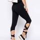 thumbnail image 2 of Mallas cortas de yoga para mujer, ajustadas y envolventes, con lazos (negro, talla L), 2 of 5