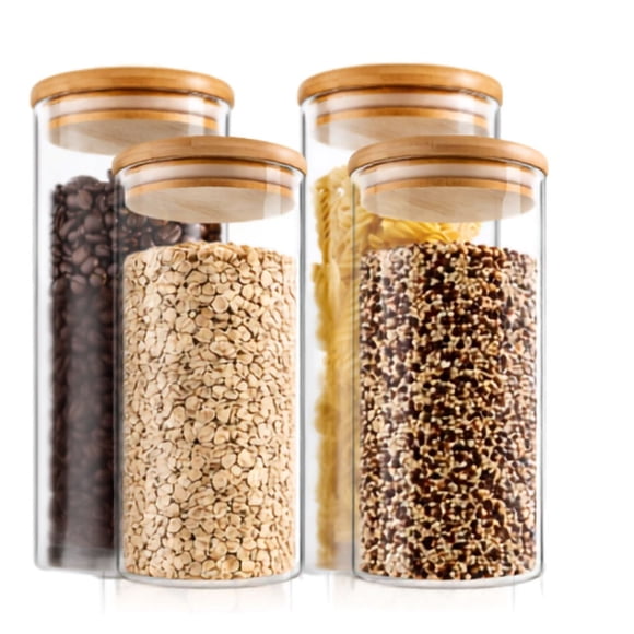Set 4 Frascos Tarro Tapa Bambú 1,3 + 1,8L (2y2)