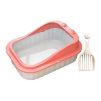 Ioensy - Bandeja De Arena Para Gatos Para Gatos De Interior, Bandeja De Arena Portátil Con Parte Superior Abierta, Color Rosa