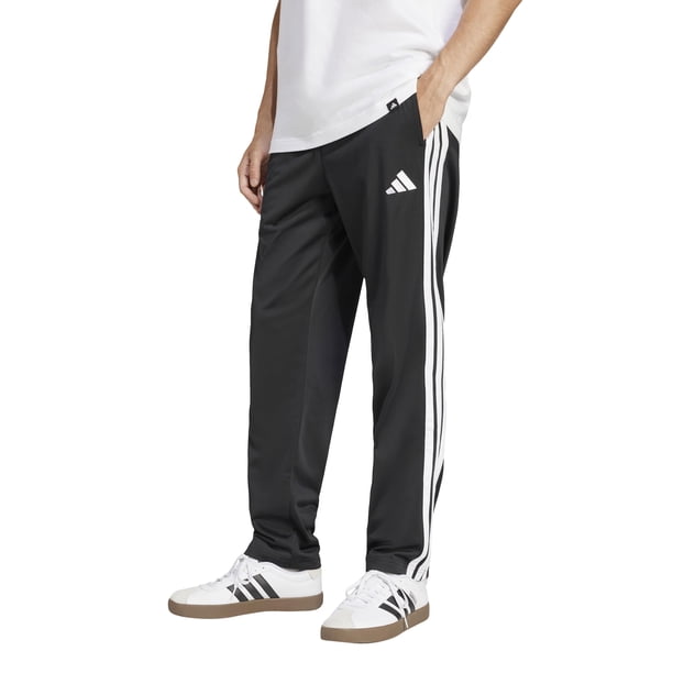 Pantalones deportivos adidas de tricot con dobladillo abierto de 3 rayas para hombre, color negro