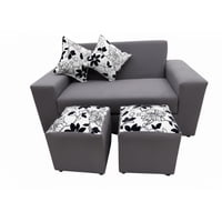 Vitelio - Sofa Roma 2 Cuerpos Color Gris + 2 Puff
