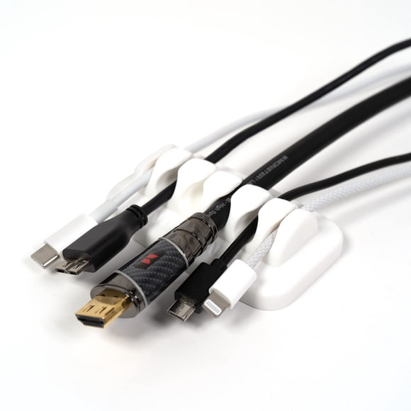 Organizador de cables para escritorio ENVISIONED de silicona con peso, blanco