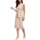thumbnail image 4 of INSPIRE CHIC Conjunto de Falda de Traje de 2 Piezas para Mujer Verano Conjunto de Trabajo de Negocios Chaleco sin Mangas Blazer y Falda Recta M Beige, 4 of 6