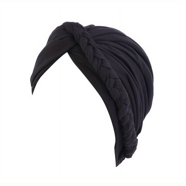 Stylish and Comfortable Solid Color Braided Turban Cap for Women - Perfect for Chemo, Head Wraps, and Hijabs