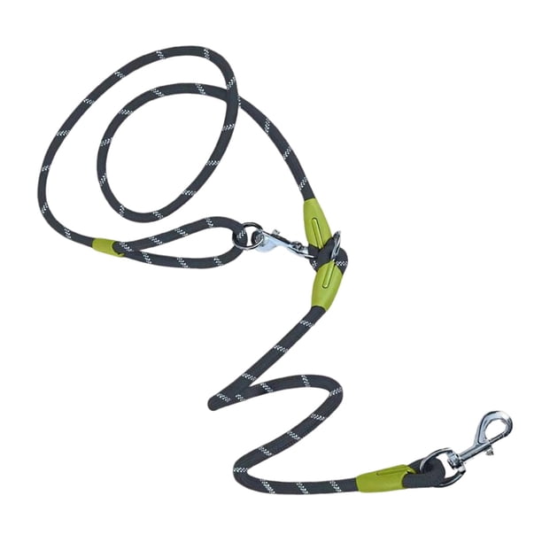 Correa de perro resistente Cuerda Manos libres Hombro colgado Doble cabeza Poliéster Sin tirones Cuerda antideslizante para correr Caminar Perro , negro