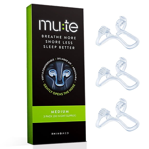 Dilatador nasal Rhinomed Mute Snoring Solution, paquete de 3 unidades, tamaño mediano