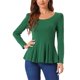 thumbnail image 1 of INSPIRE CHIC Blusa de Mujer de Manga Larga con Cuello Redondo, Hombros Acolchados y Dobladillo con Volantes Plisados M Verde Oscuro, 1 of 5
