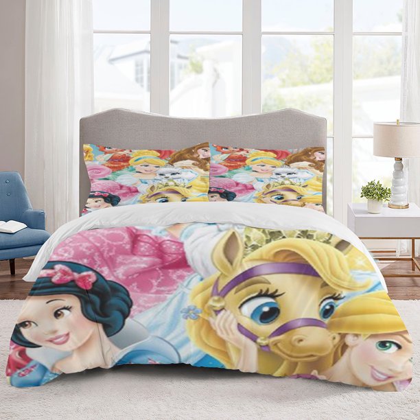 Dis-ney Princess Bedding Sets Cartoon Duvet Cover Lightweight 3 Piece Bet Sets for Kids Boys Girls