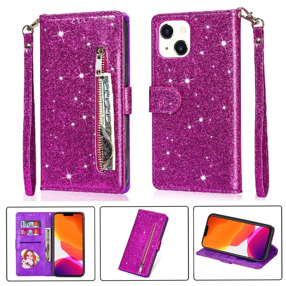 Foxdock - Funda Para Elegante Funda Iphone 13 Glitter Con Cremallera-ideal Para El Uso Diario