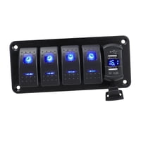 Ioensy - Panel De Interruptor De Balancín 4.2A Voltímetro De Cargador Usb Doble Para Vehículos Marine 5 Pandilla