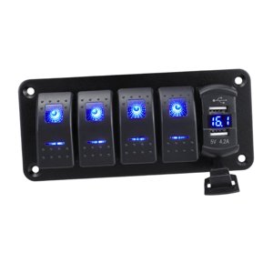 Ioensy - Panel De Interruptor De Balancín 4.2A Voltímetro De Cargador Usb Doble Para Vehículos Marine 5 Pandilla