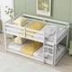 thumbnail image 2 of Solid Wooden , Solid Rubber Wooden Twin over Twin Floor Bunk Bed with Ladder ,Upper and Bottom Bed Platforms crafted with Strengthened Slats, White, 2 of 3